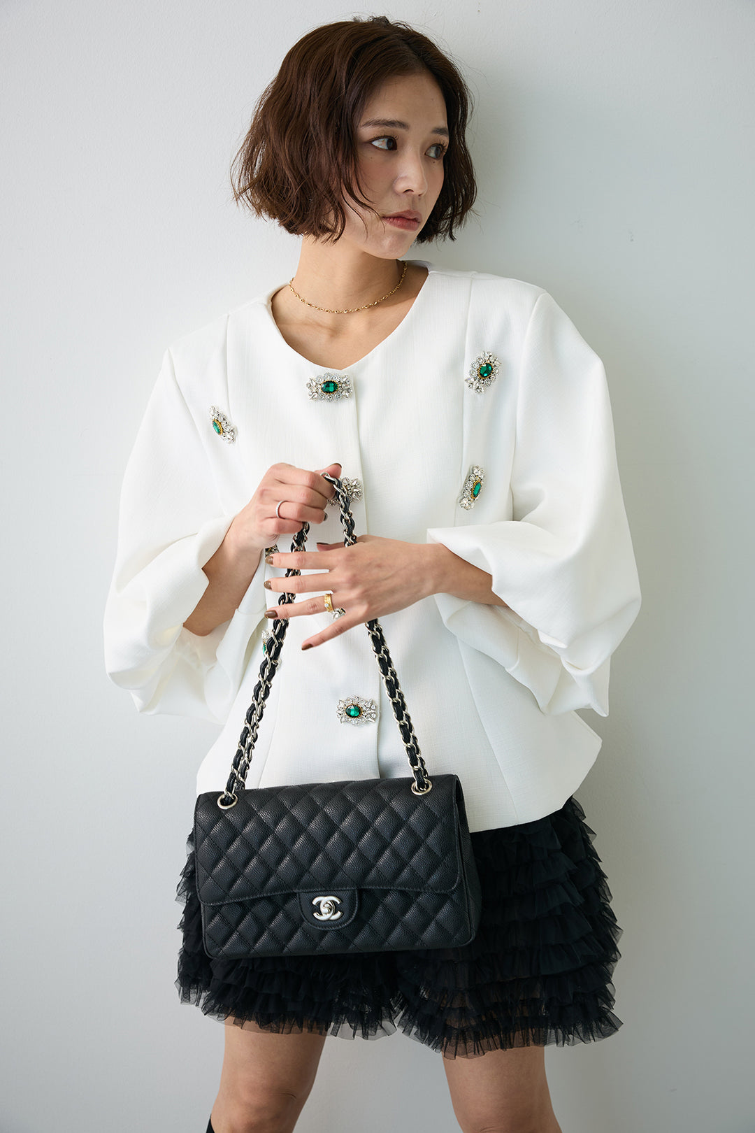 [予約/SET]クラシカルビジュー美ラインジャケット+ホイップチュールミニ丈スカート(2set)