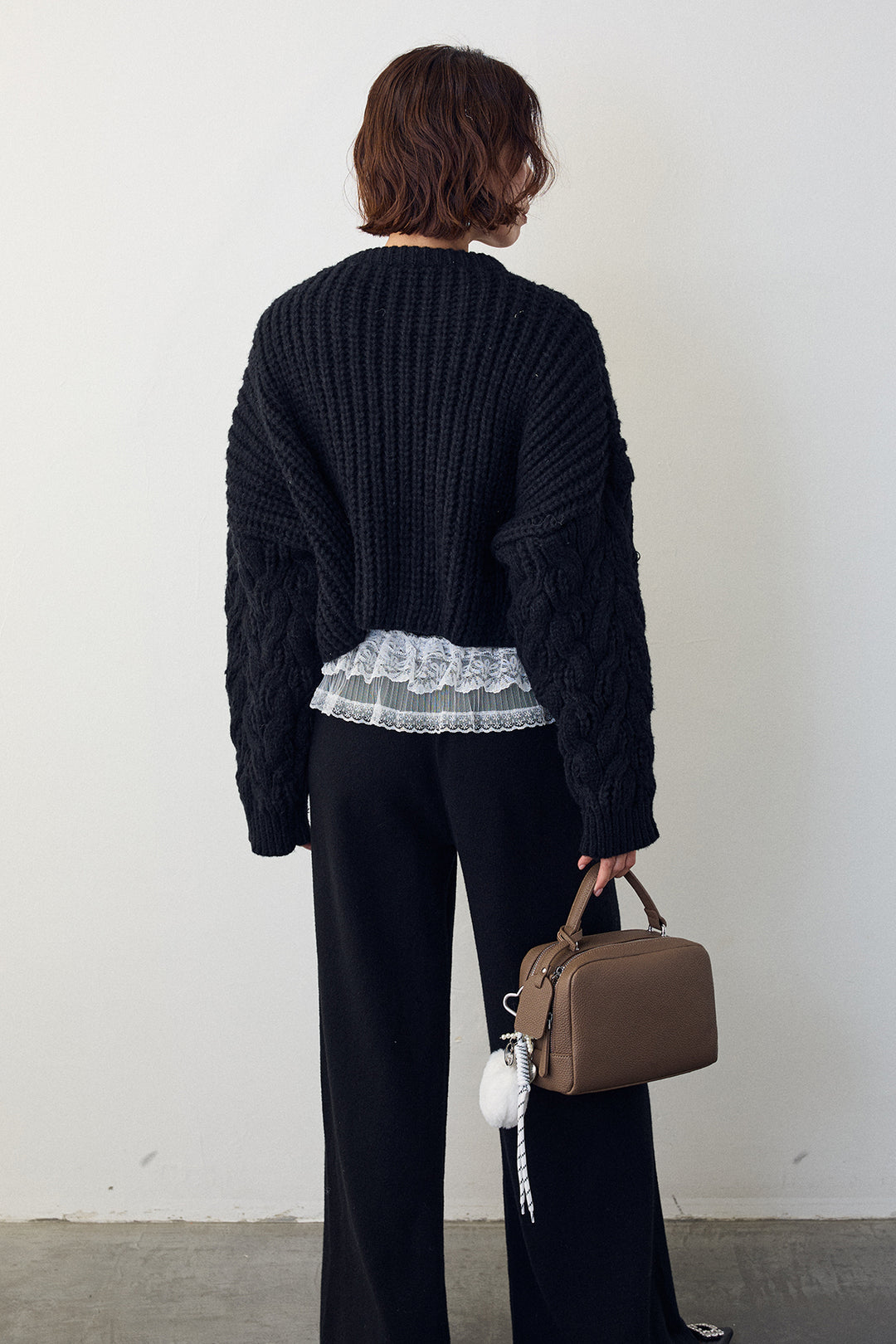 [予約]ニュアンスケーブルクロップドニット