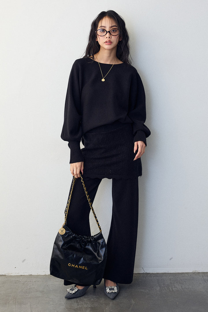 [予約]スカートレイヤードニットセットアップ