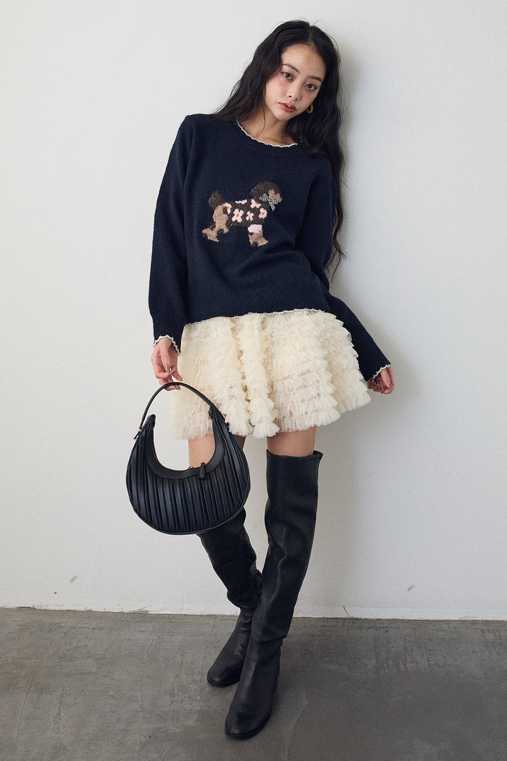 [予約/SET]ドッグジャガードニット+ホイップチュールミニ丈スカート(2set)