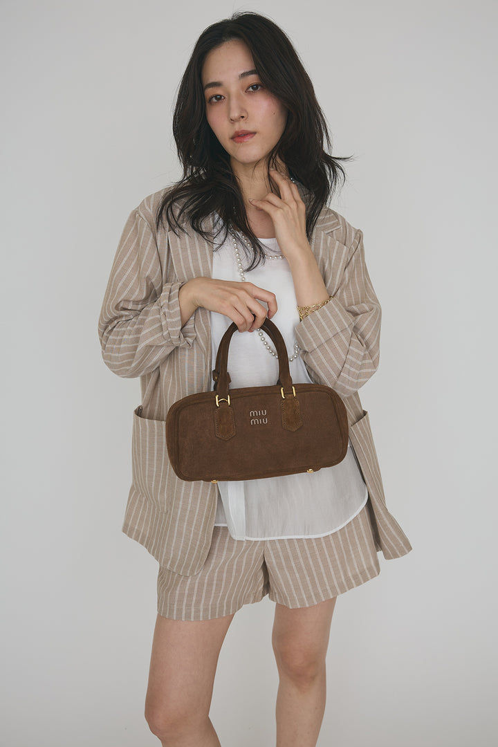 [予約/SET]ドライタッチオーガンジー切替タンクトップ+ストライプライトジャケットセットアップ(2set)