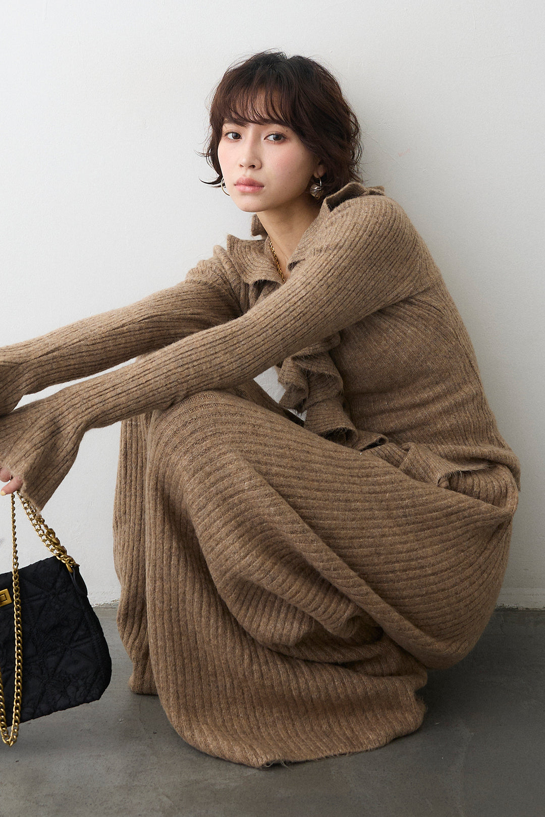 [予約]フロントフリル美ラインニットセットアップ