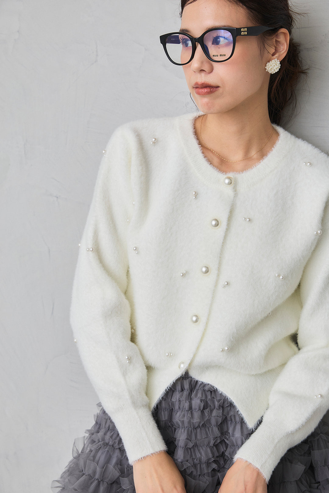 [予約]ミックスパールシャギーコーディガン