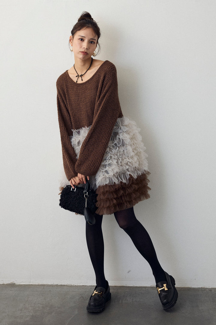 [予約]ホイップチュールドッキングニットワンピ