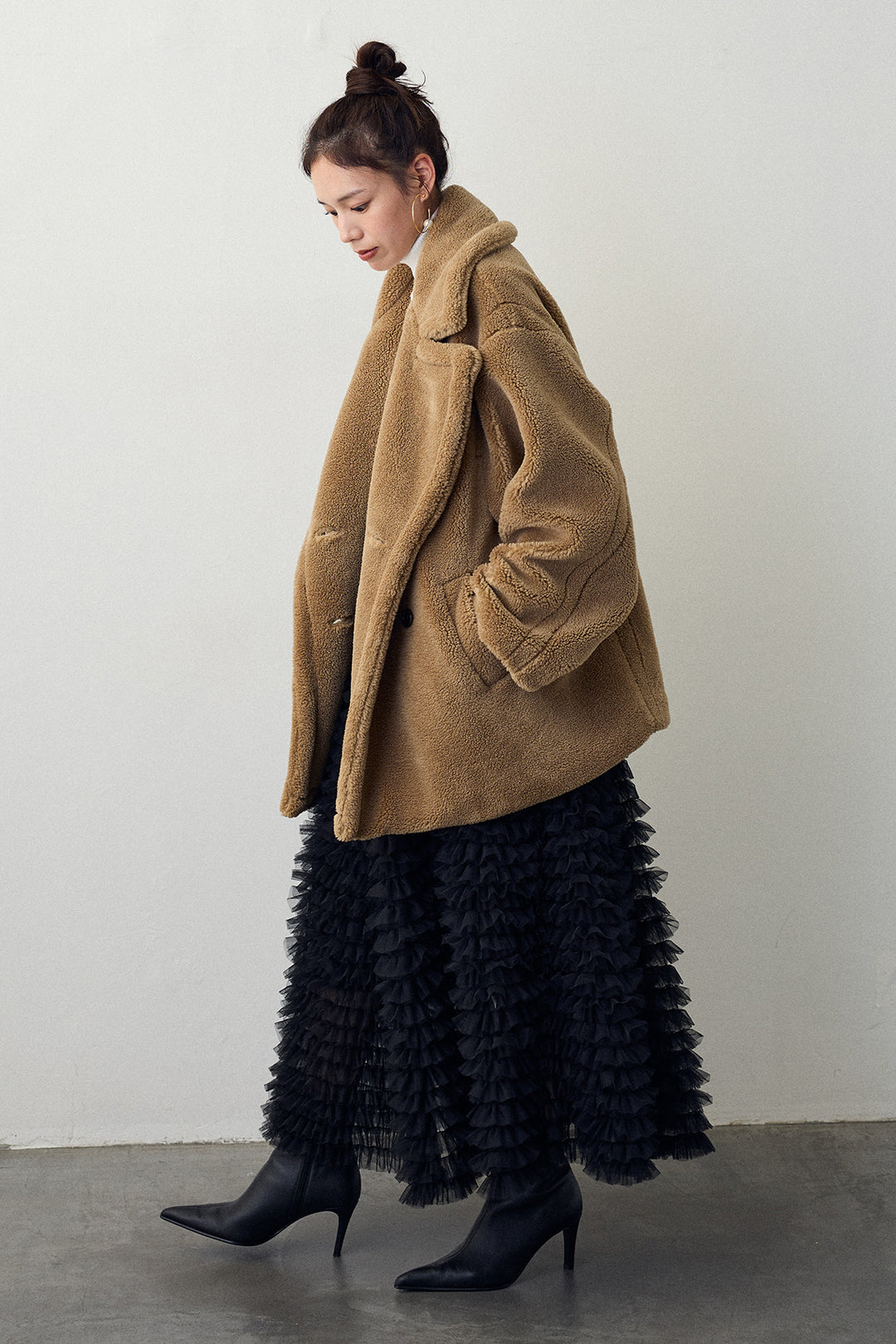 [予約/SET]テディボアミディ丈コート+ホイップチュールティアードスカート(2set)