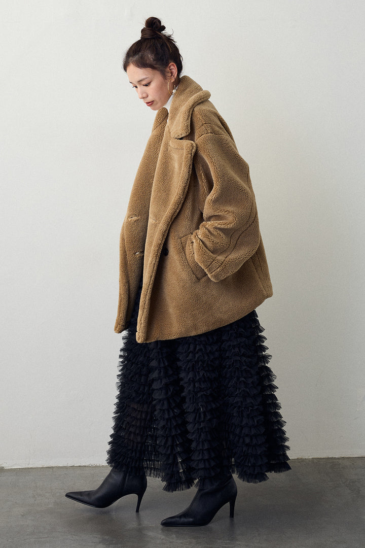 [予約/SET]テディボアミディ丈コート+ホイップチュールティアードスカート(2set)
