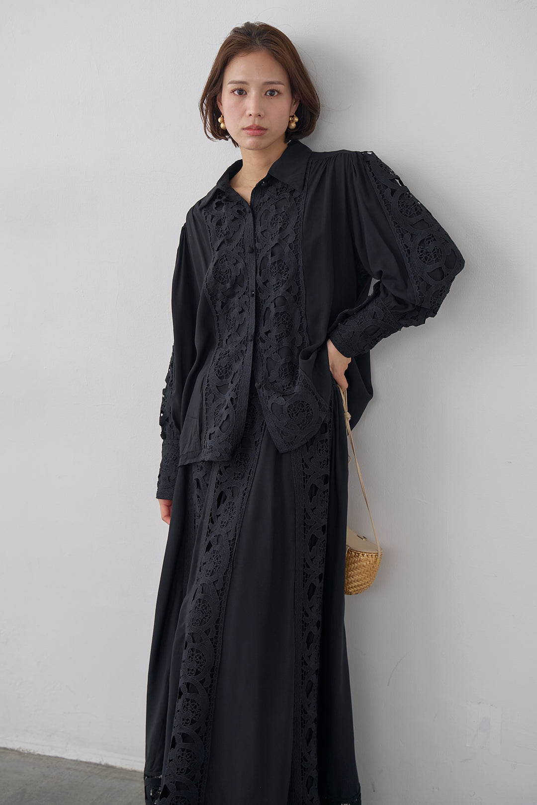 [予約]ヴィンテージライクレースシャツセットアップ