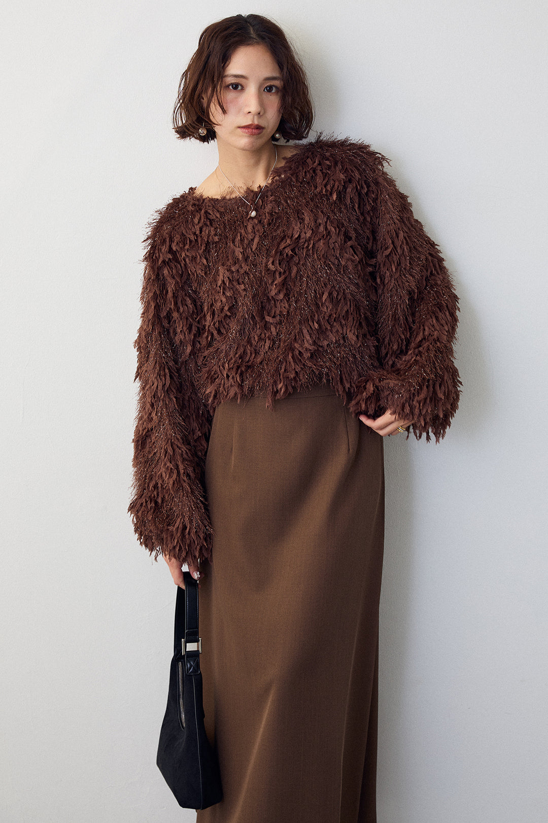 [予約]フリンジラメシャギーニットプルオーバー