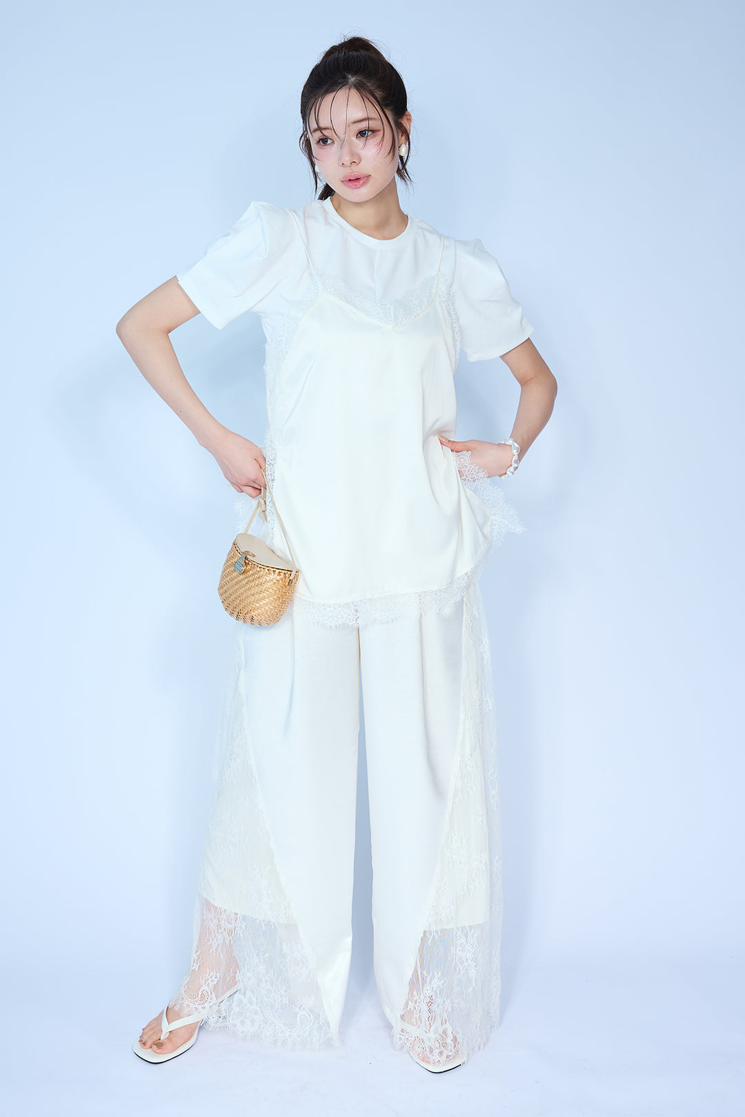 [予約]サイドレースデザインリラックスパンツ