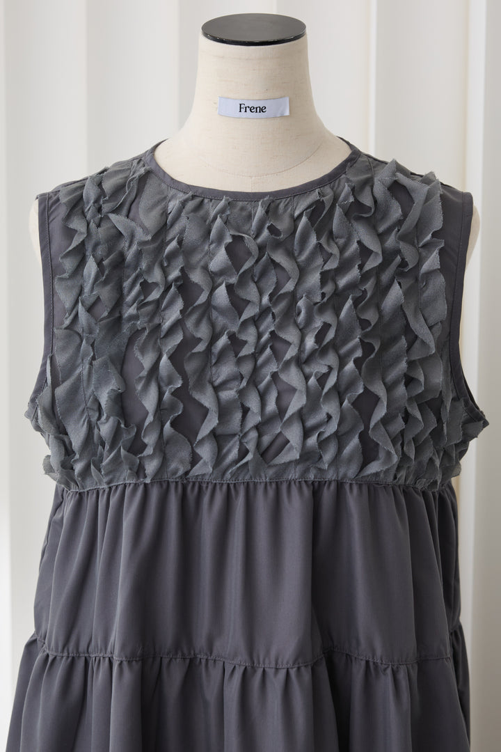 [予約]ホイップフリルティアードノースリワンピ