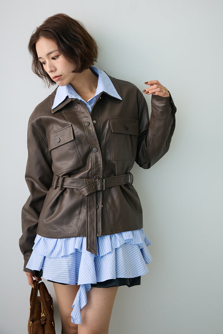 [予約]レザーライクウエストシェイプジャケット
