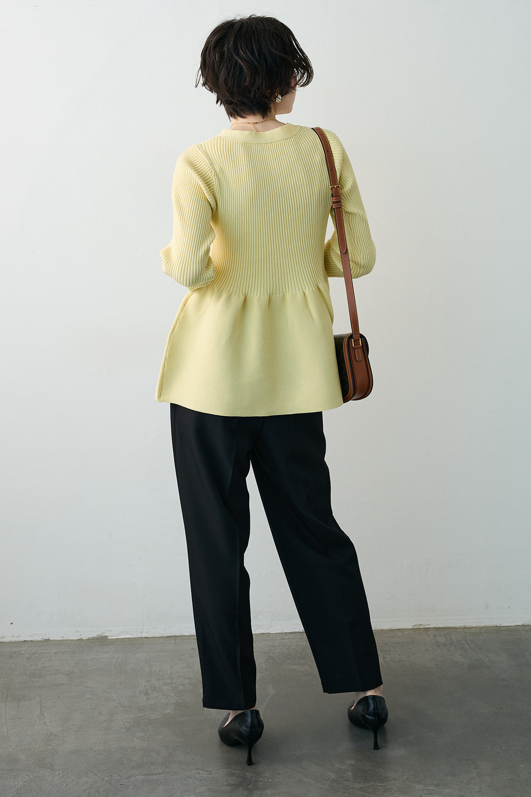 [予約/SET]スポンジペプラムリブニットカーデ+ベルトセットタックテーパードパンツ(2set)