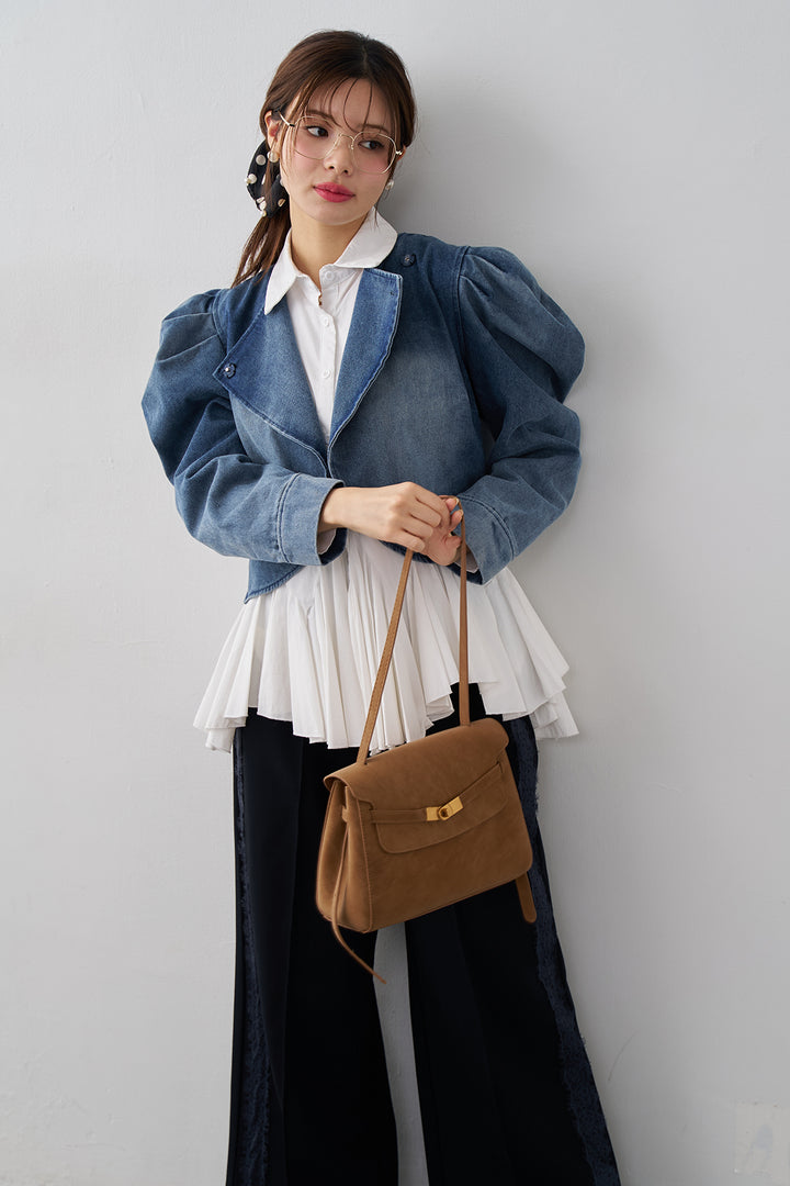 [予約]パフスリーブショートデニムジャケット