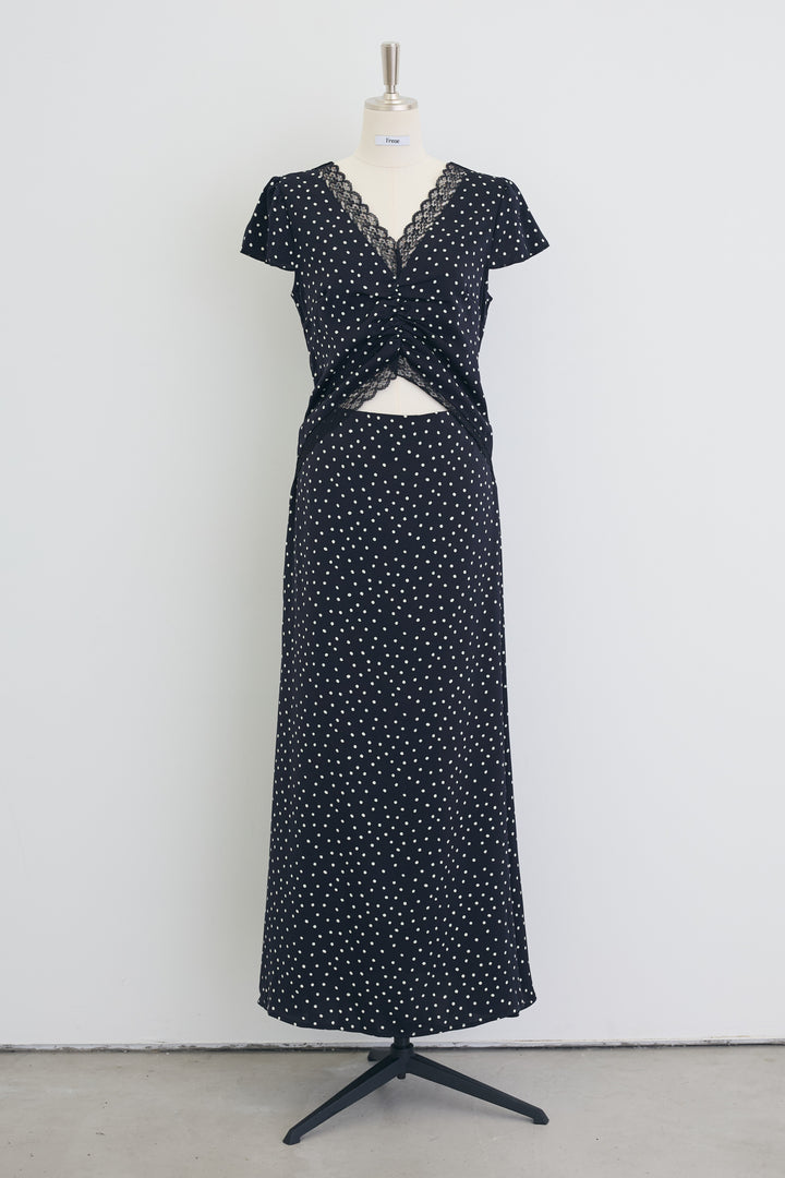 [予約]フロントカットドット美シルエットワンピ