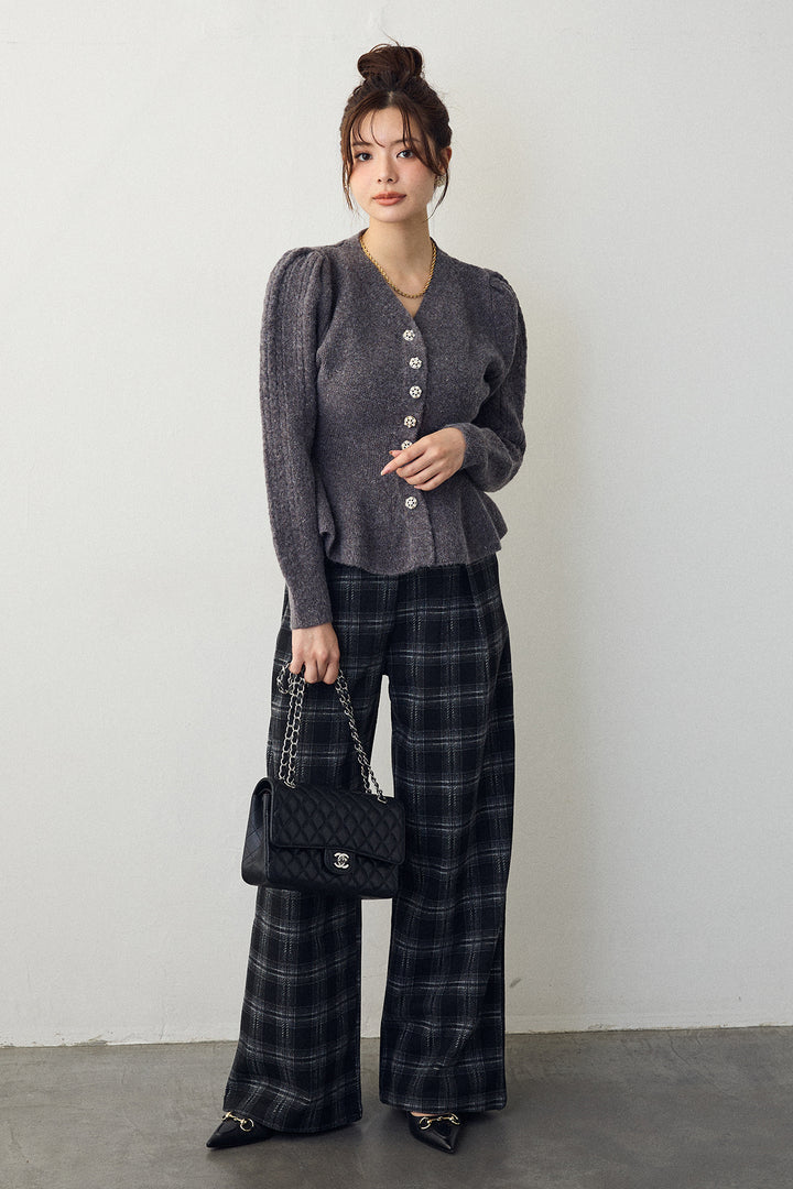 [予約]パフスリーブミニペプラムニット