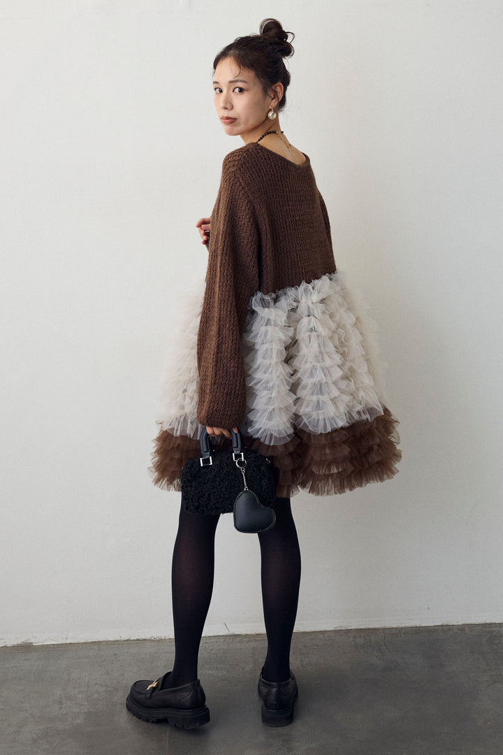 [予約]ホイップチュールドッキングニットワンピ