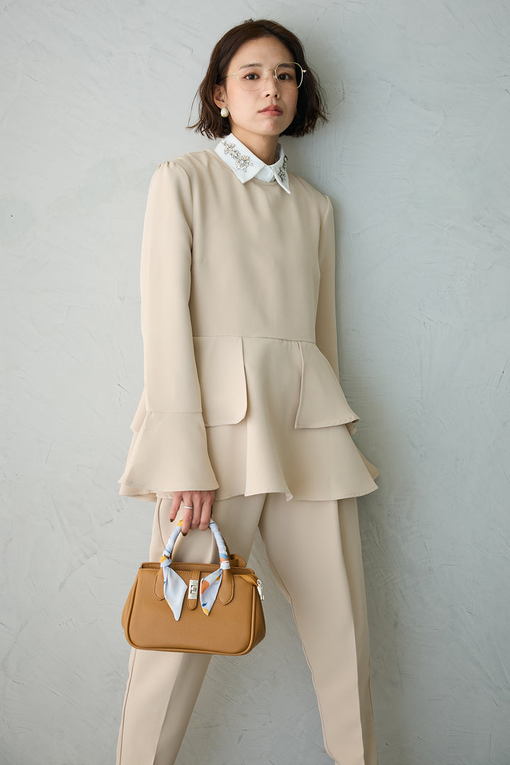 [予約]ティアードペプラムフレアスリーブブラウス