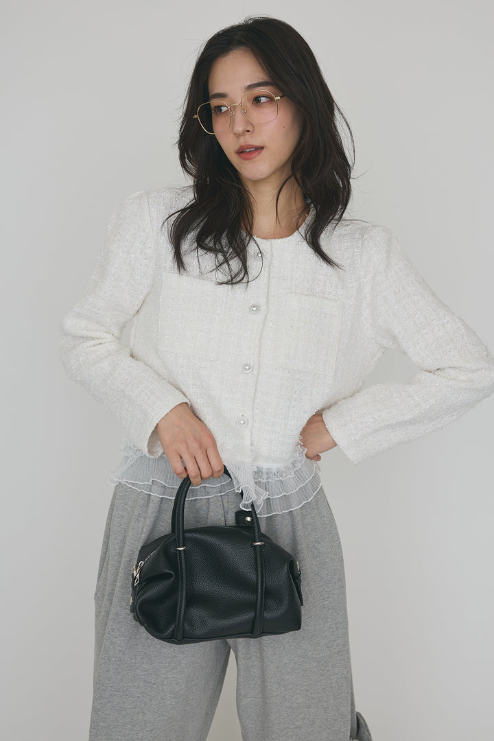 [予約]プリーツフリルヘムライトツイードジャケット