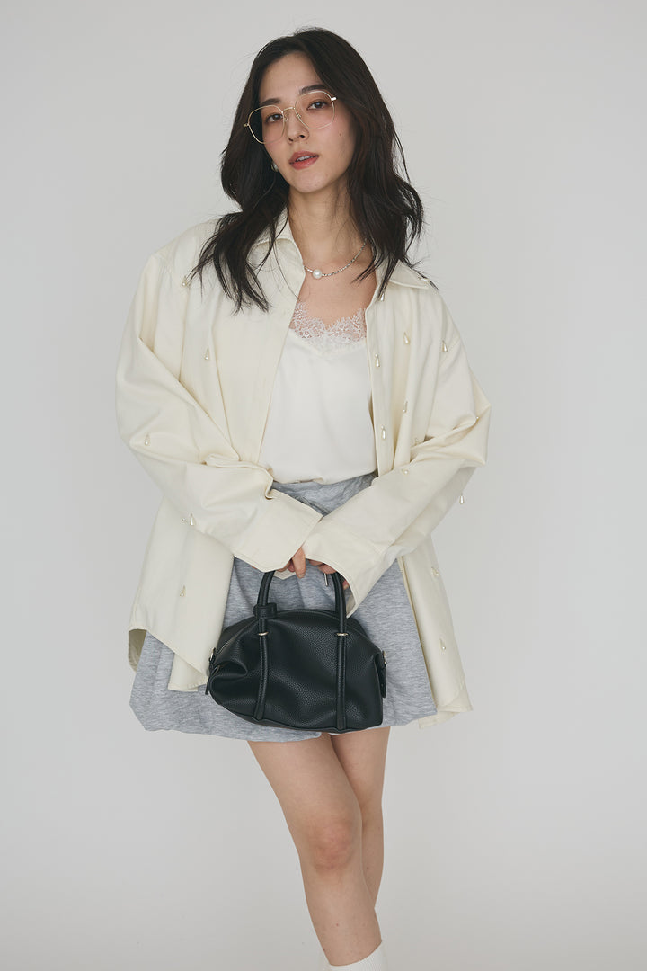 [予約]雫パールデザインオーバーシャツ