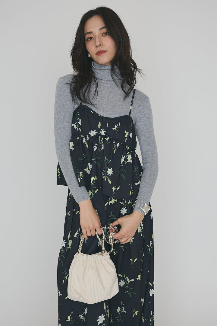 [予約/SET]シックフラワービスチェキャミソール+シックフラワータックワイドパンツ(2set)