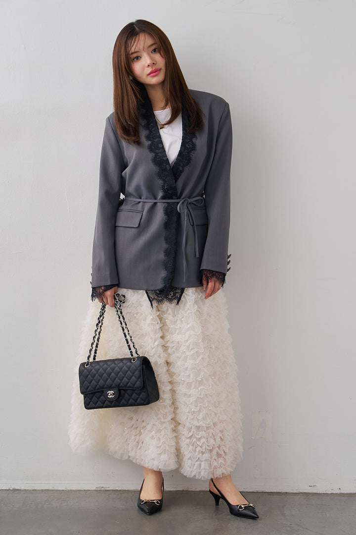 [予約]パール付きホイップチュールスカート