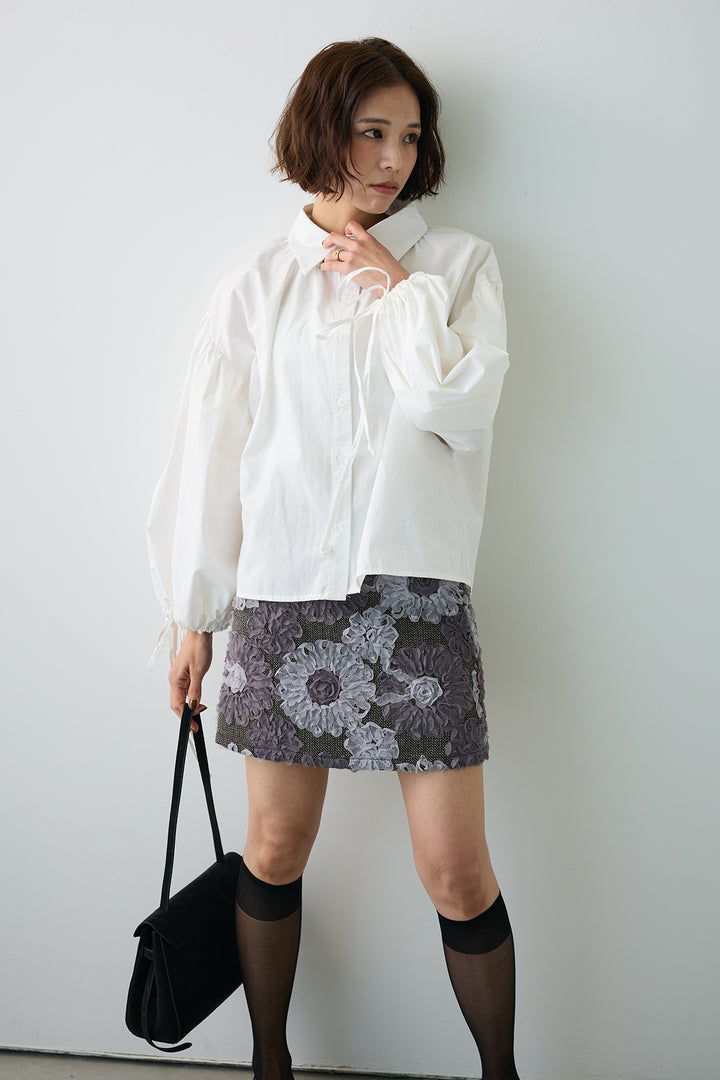 [予約]ワイドスリーブドロストクロップドシャツ