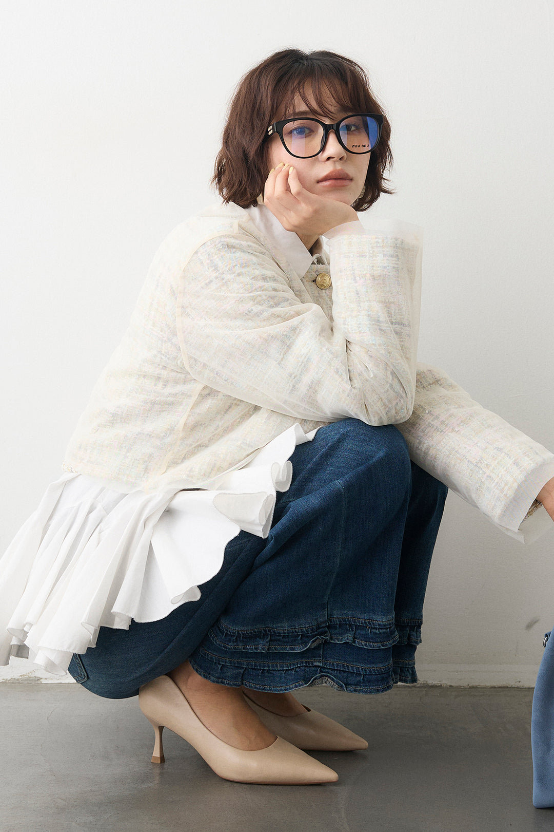 [予約]フリルヘムデニムパンツ