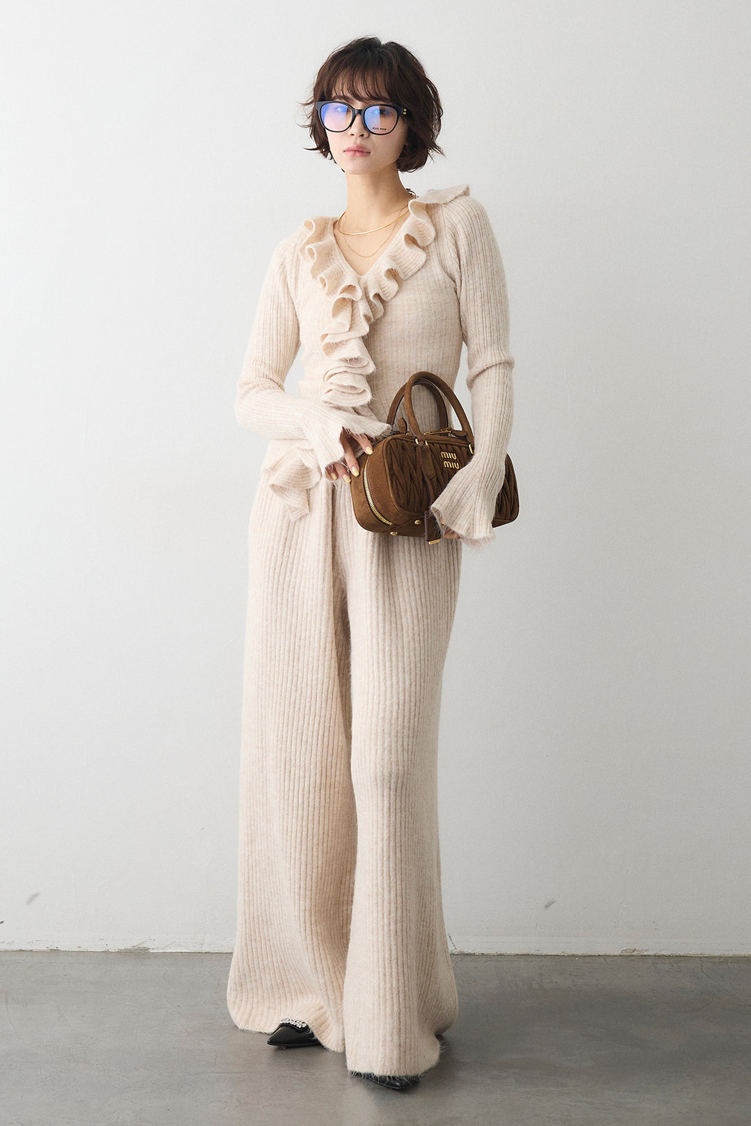 [予約]フロントフリル美ラインニットセットアップ