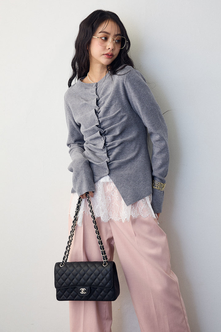 [予約]フロントギャザーデザインカーデ