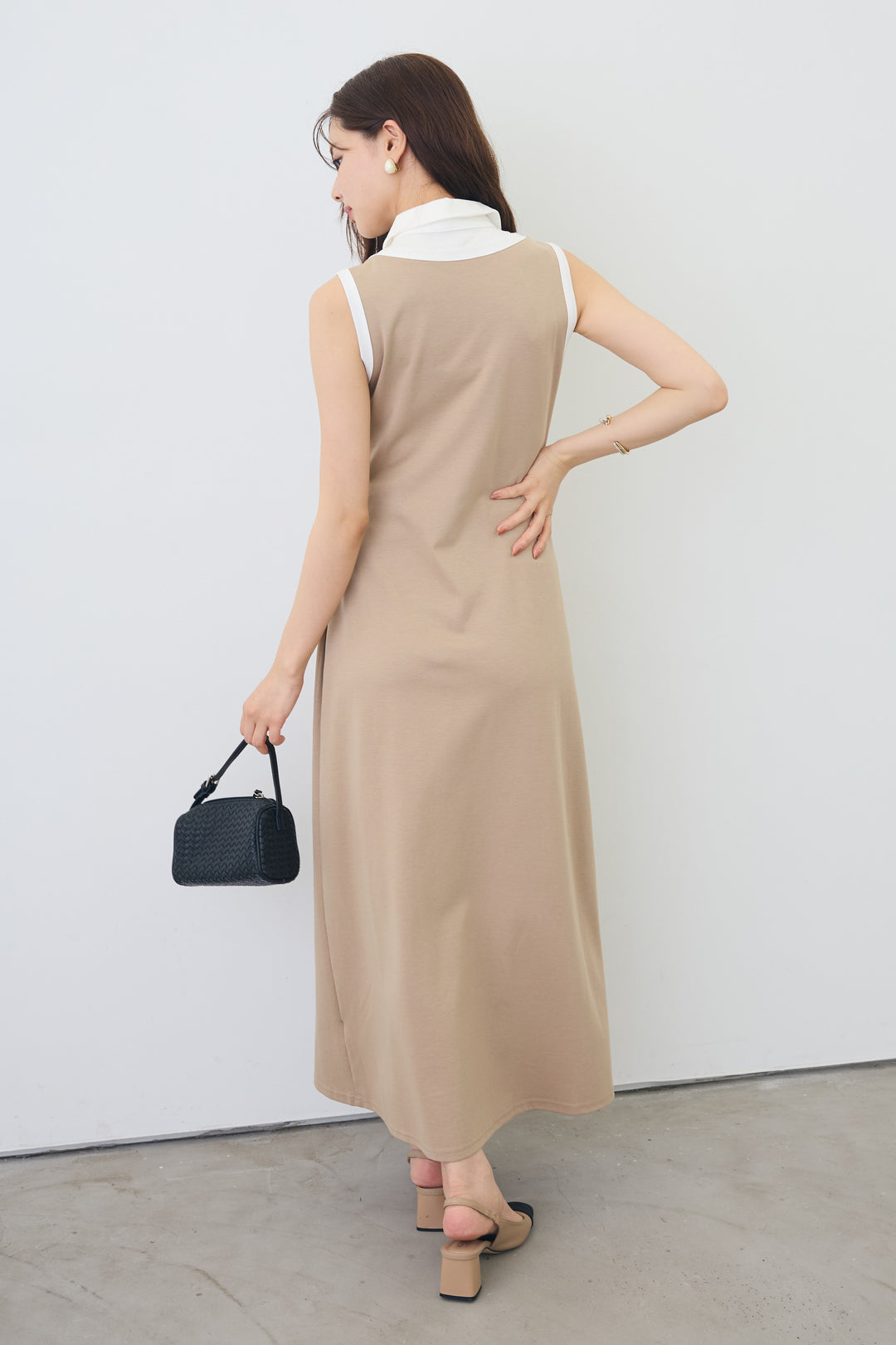 [予約]シャツレイヤードデザイン美ラインカットワンピ