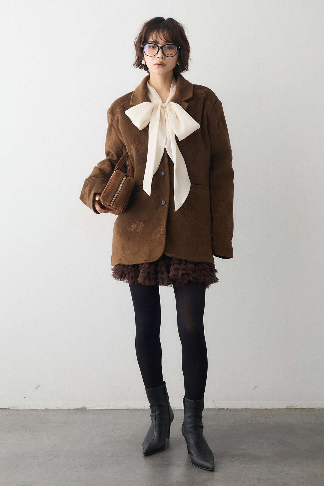 [予約/SET]フラワーエンブロイダリーモッサジャケット+ホイップチュールミニ丈スカート(2set)