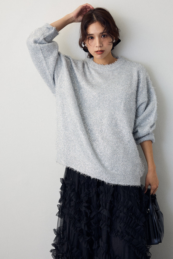 [予約/SET]グリッターラメニット+スフレアシメチュールスカート(2set)