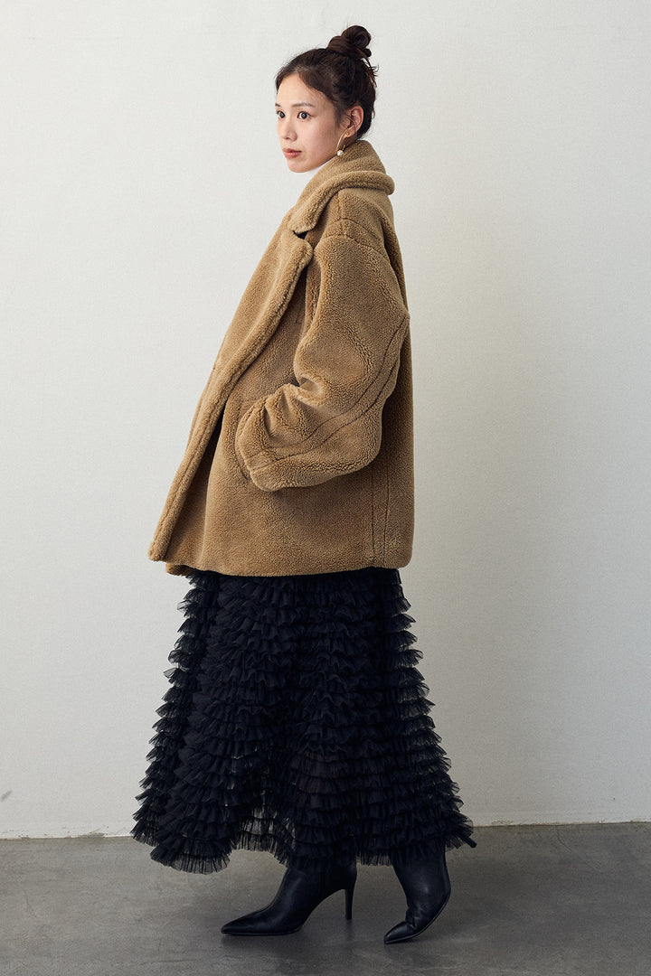 [予約/SET]テディボアミディ丈コート+ホイップチュールティアードスカート(2set)