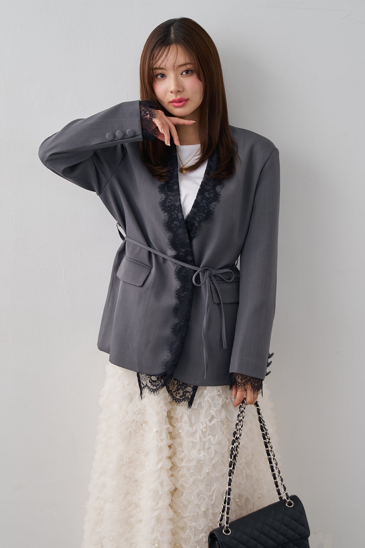 予約]カシュクールレースドッキングジャケット – Frene