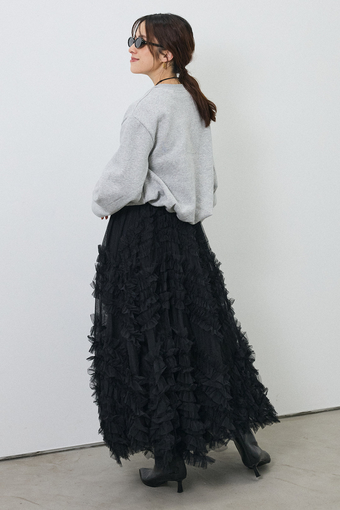 [予約/SET]裏起毛バルーンスリーブプルオーバー+スフレアシメチュールスカート(2set)