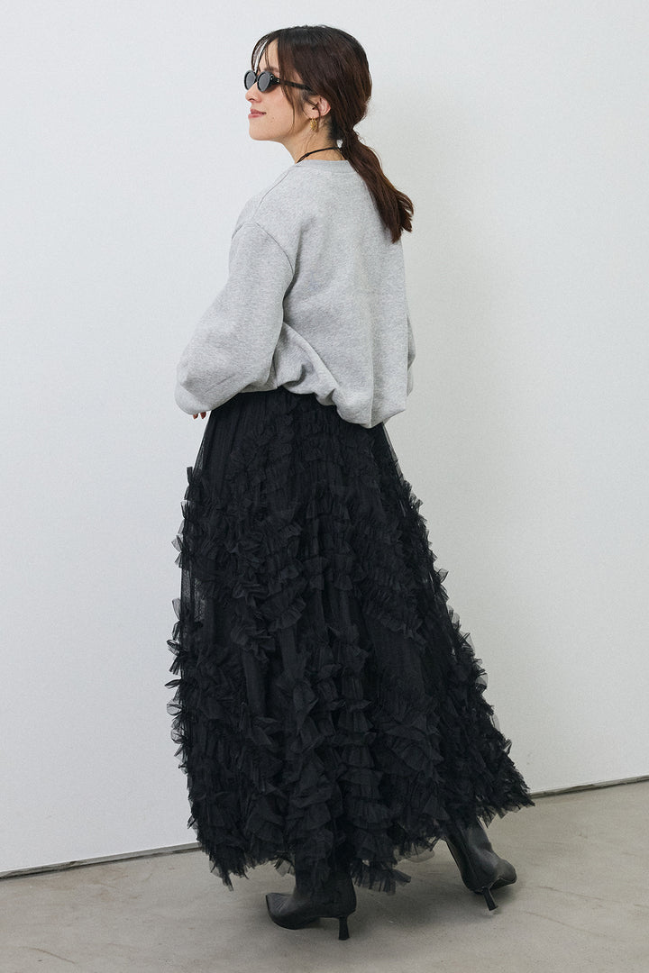 [予約/SET]裏起毛バルーンスリーブプルオーバー+スフレアシメチュールスカート(2set)