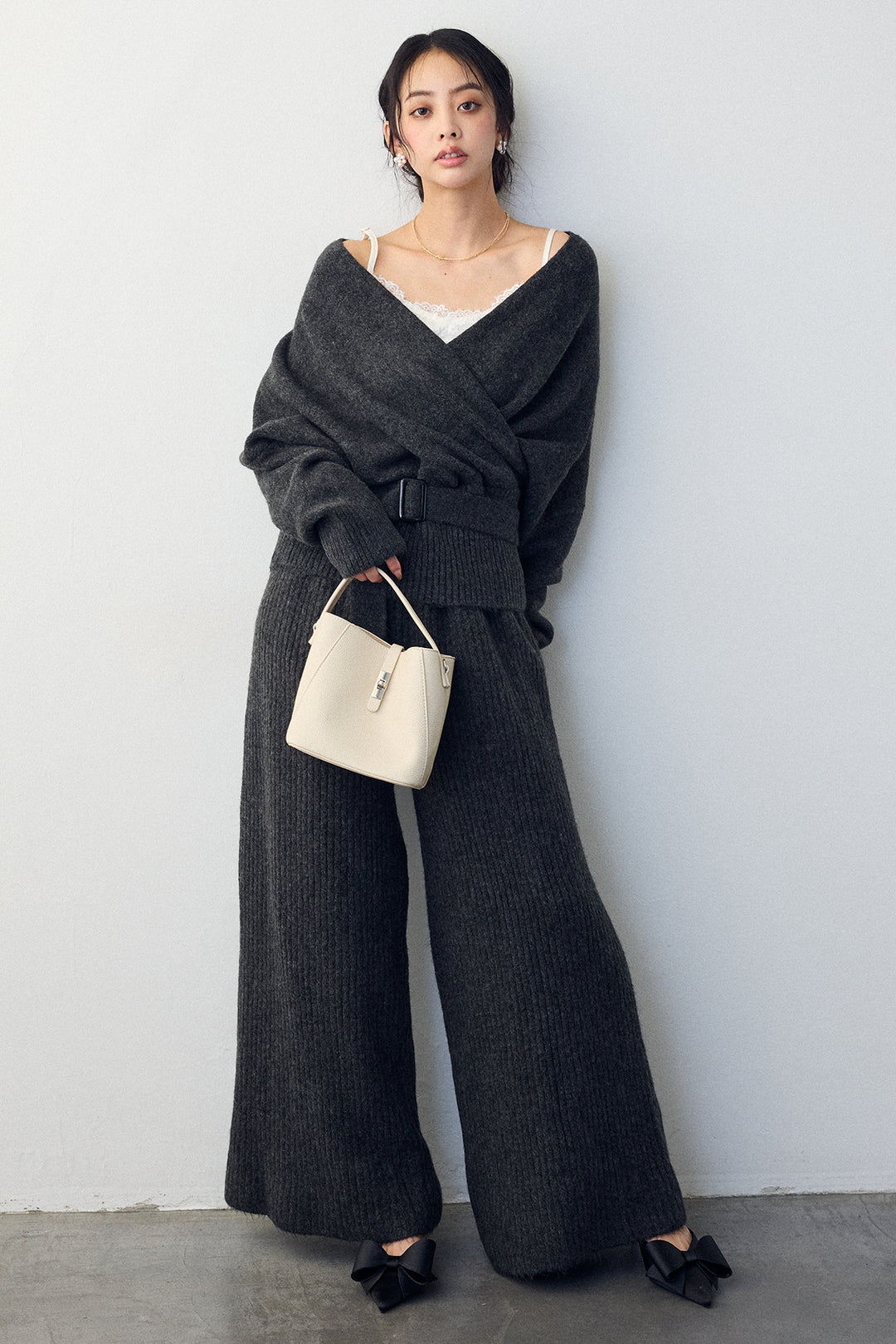 [予約]カシュクール美ラインニットセットアップ