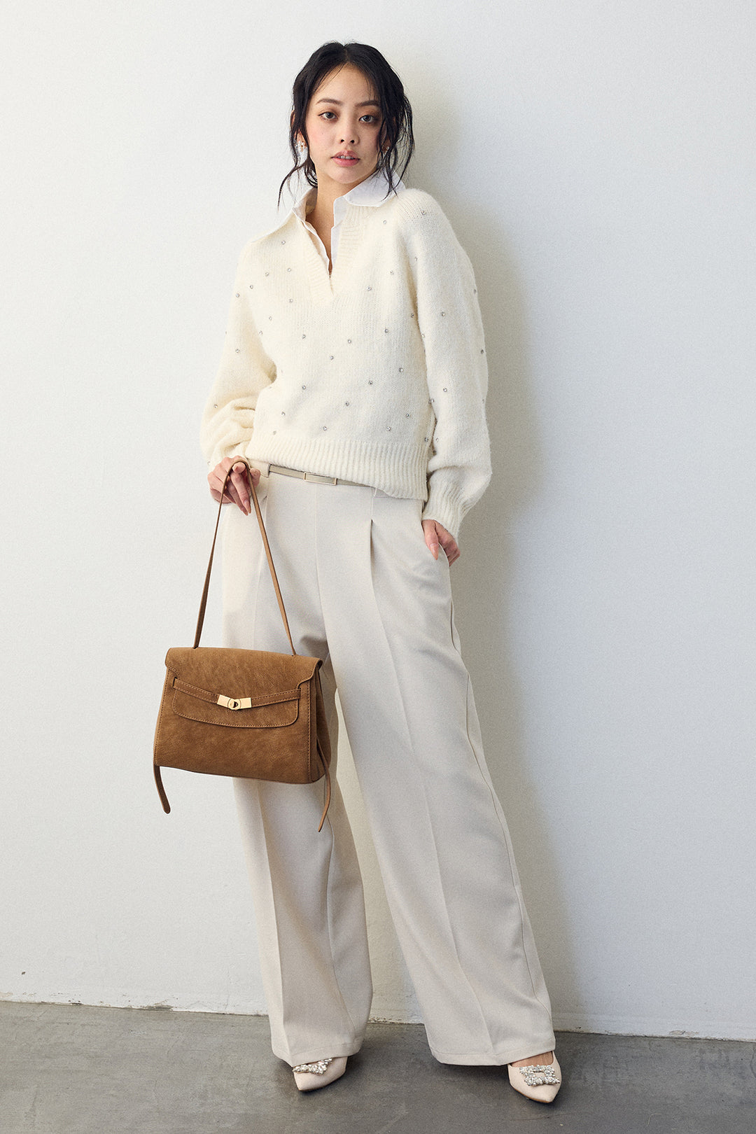 [予約]ポイントベルトセットストレートワイドパンツ