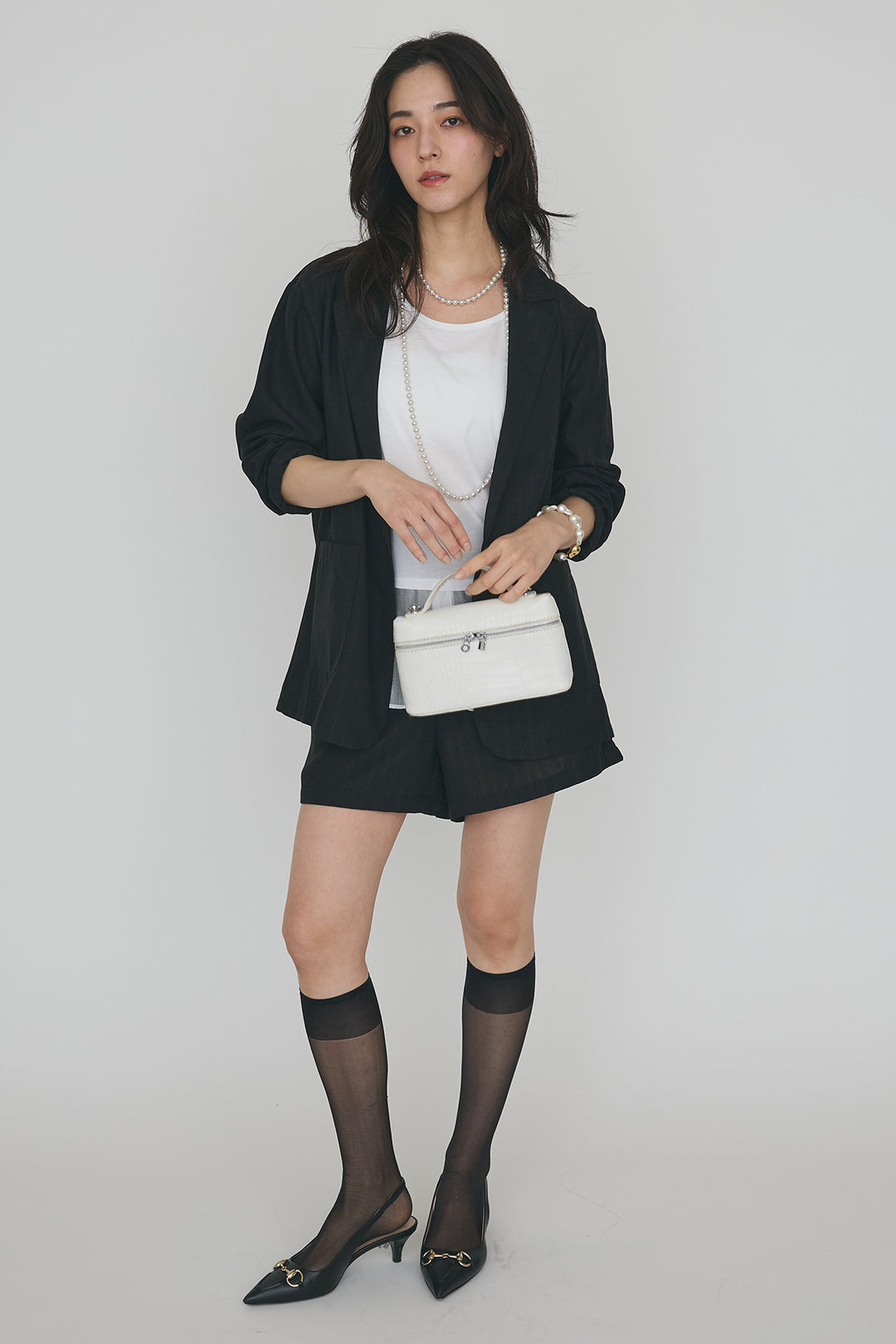 [予約/SET]ドライタッチオーガンジー切替タンクトップ+ストライプライトジャケットセットアップ(2set)