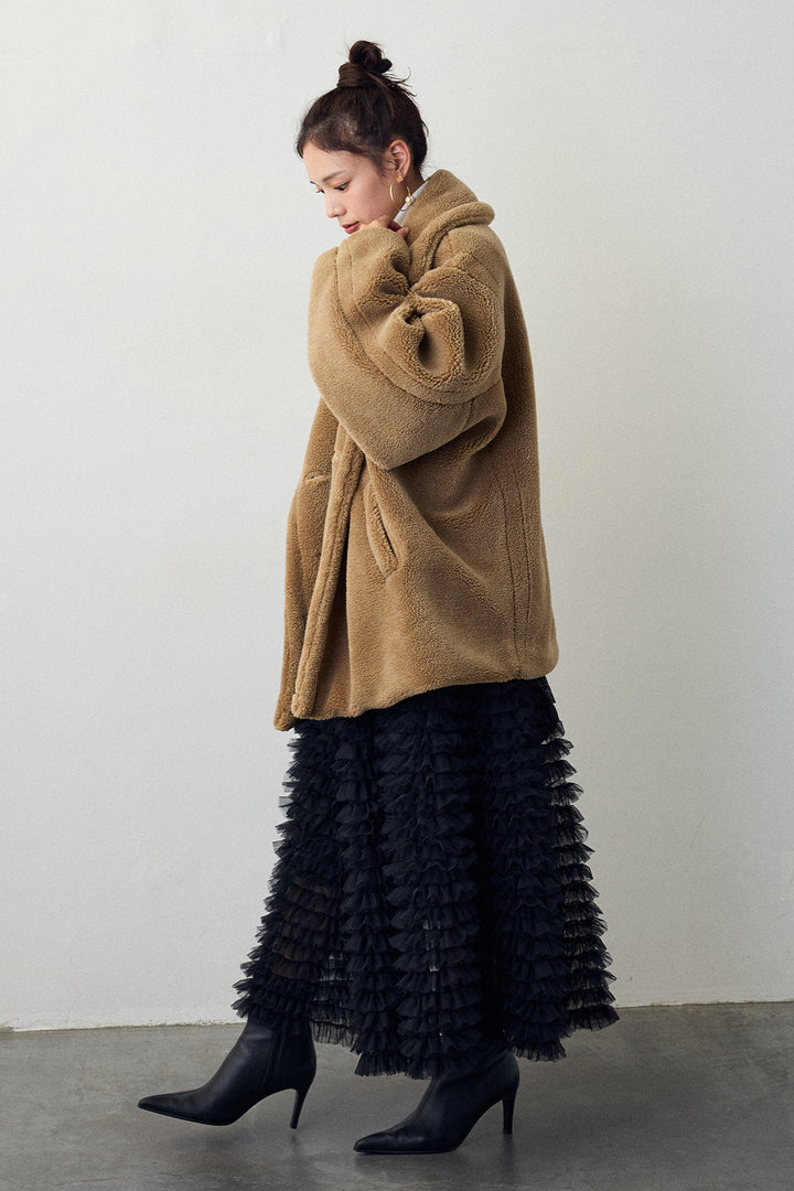 [予約/SET]テディボアミディ丈コート+ホイップチュールティアードスカート(2set)