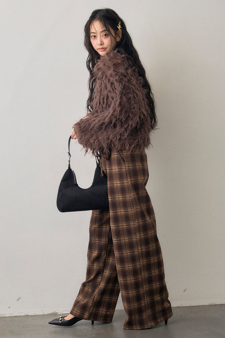 [予約/SET]ループシャプルオーバーニット+クラシカルチェックフラワーモチーフ付きパンツ(2set)