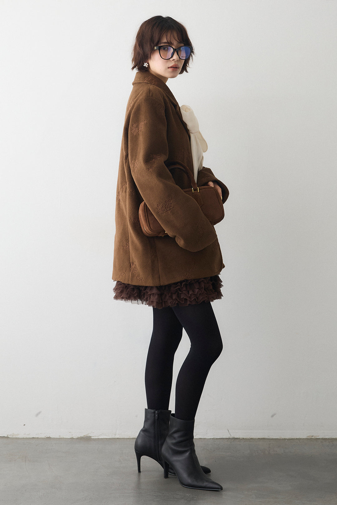 [予約/SET]フラワーエンブロイダリーモッサジャケット+ホイップチュールミニ丈スカート(2set)