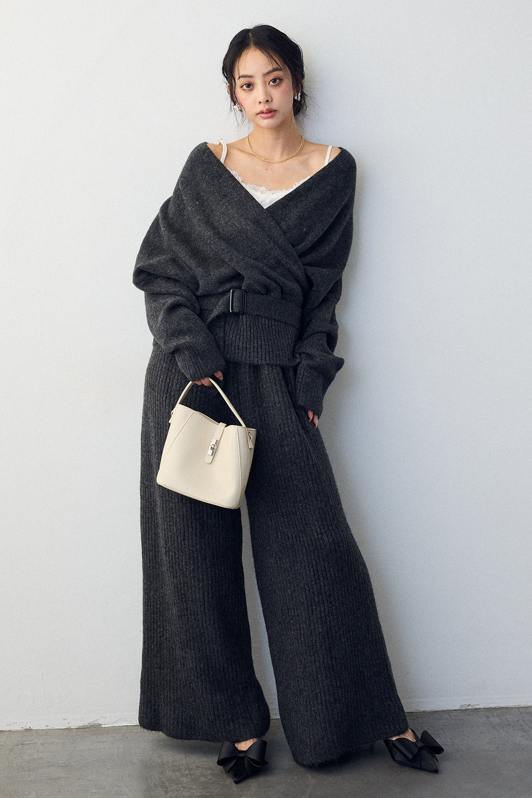 [予約]カシュクール美ラインニットセットアップ