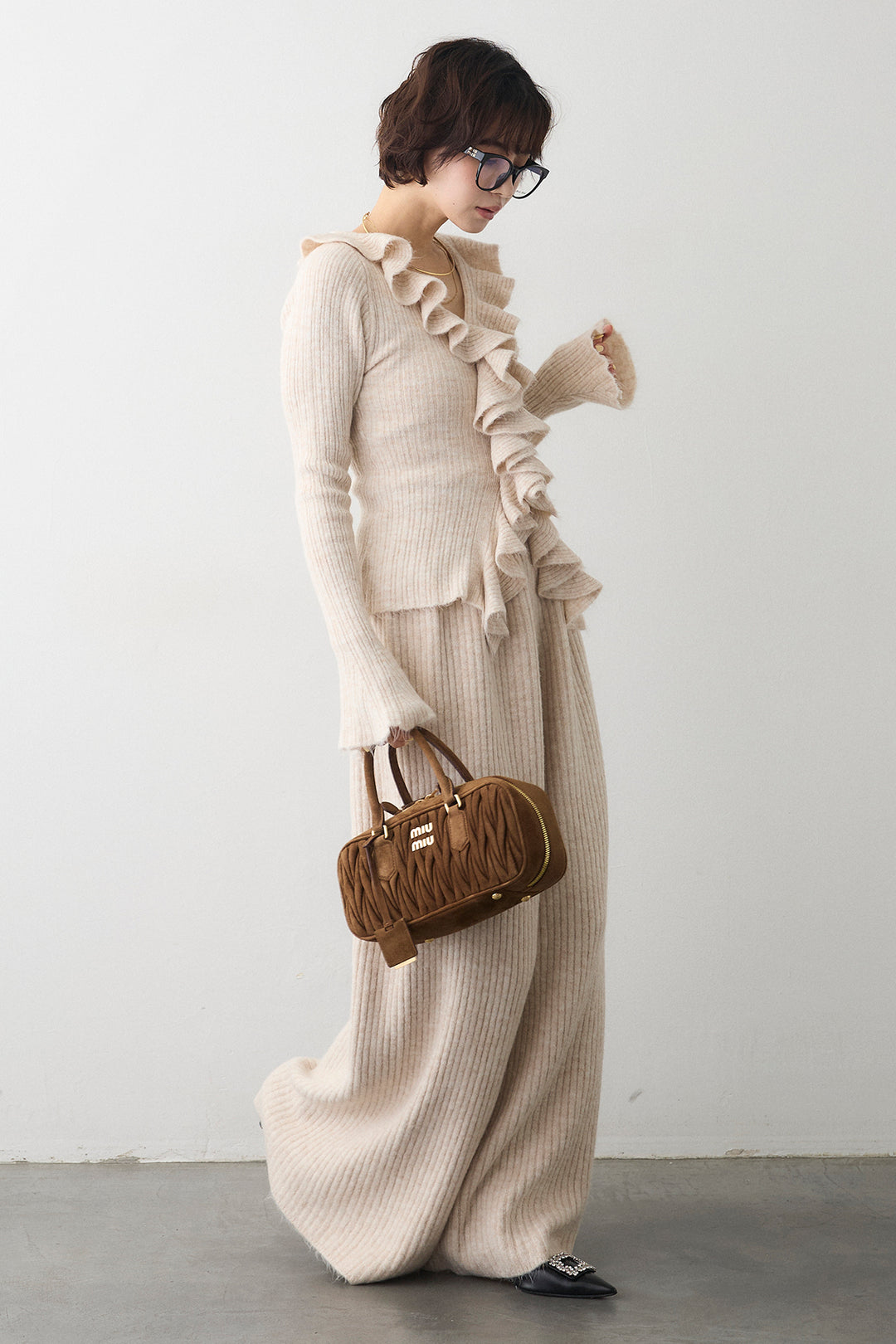 [予約]フロントフリル美ラインニットセットアップ