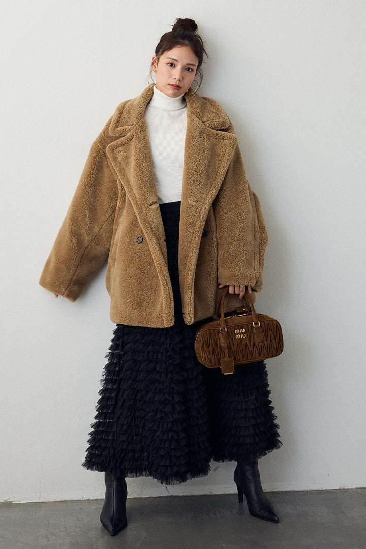 [予約/SET]テディボアミディ丈コート+ホイップチュールティアードスカート(2set)