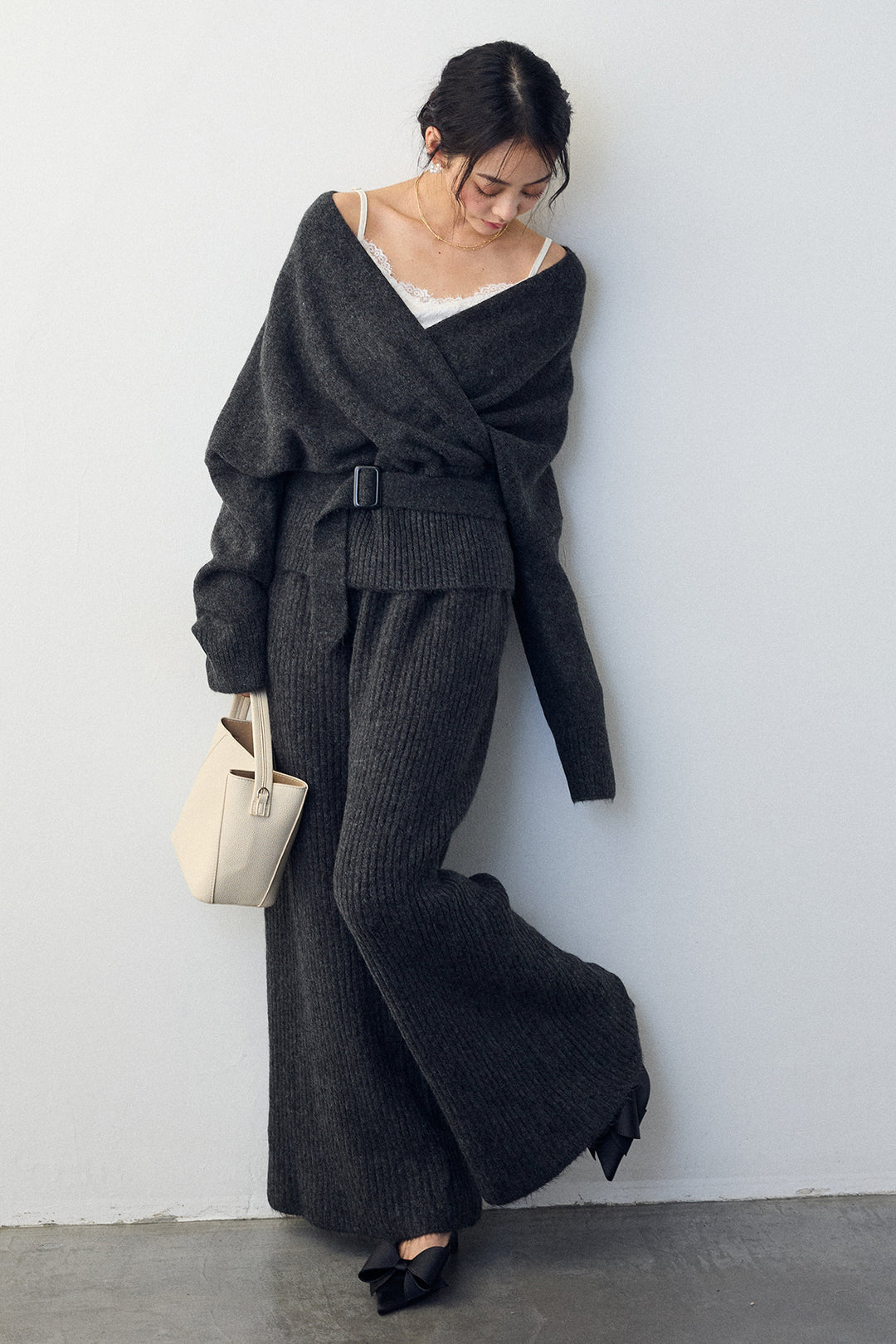 [予約]カシュクール美ラインニットセットアップ