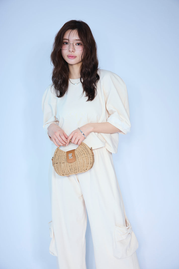 [予約/SET]ライトスウェットレースコンビパフPO+ライトスウェットサイドリボンパンツ(2set)