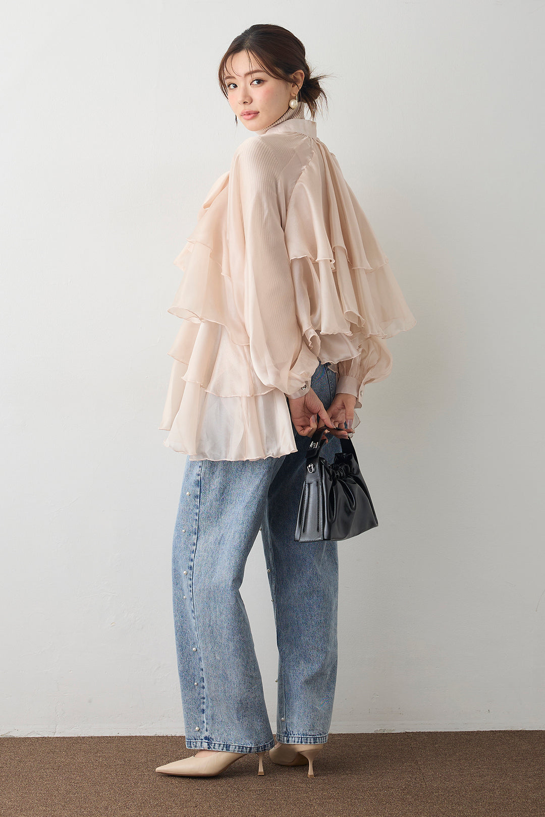 [予約]フロントBIGリボンティアードエアリーチュニック