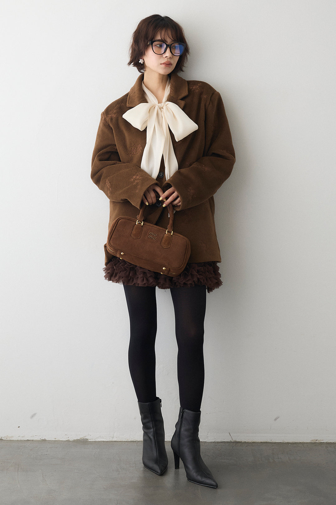 [予約/SET]フラワーエンブロイダリーモッサジャケット+ホイップチュールミニ丈スカート(2set)