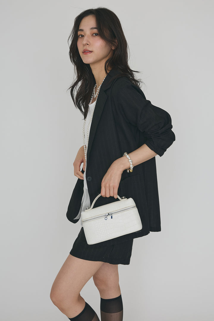 [予約/SET]ドライタッチオーガンジー切替タンクトップ+ストライプライトジャケットセットアップ(2set)